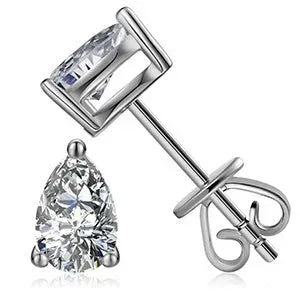 Ladies VVS Teardrop 925 Sterling Silver Push Back Earrings - CaratixJewelry